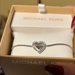 Michael Kors Silver Heart Charm Bracelet